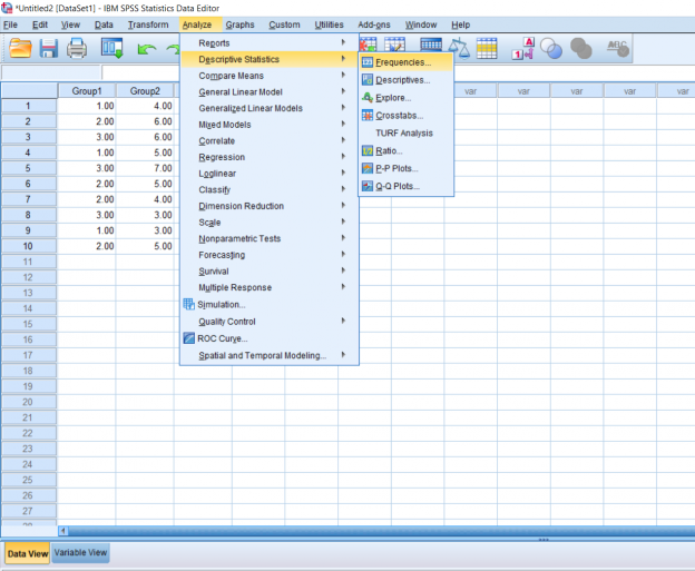 Screenshot of SPSS document