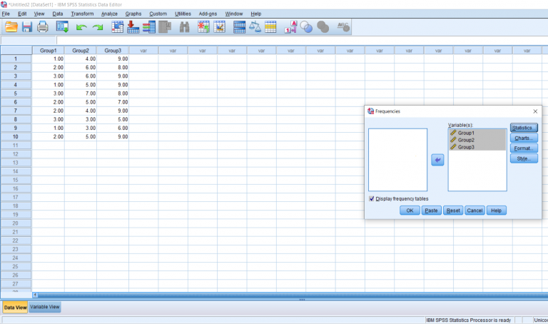 Screenshot of SPSS document