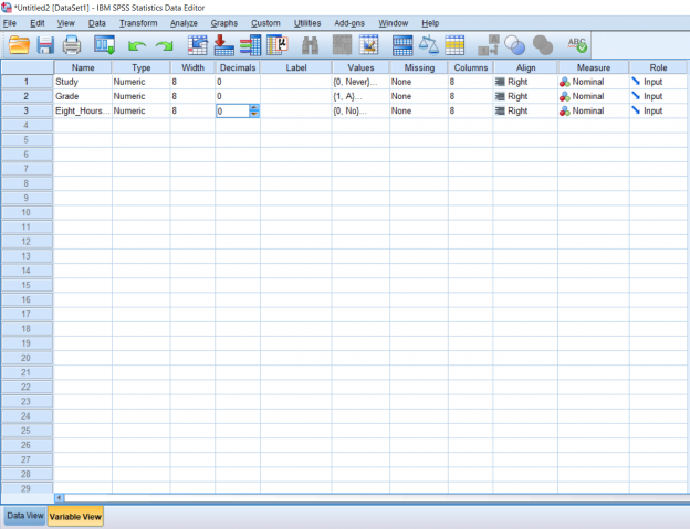 Screenshot of SPSS document