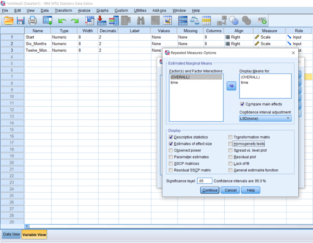 Screenshot of SPSS document